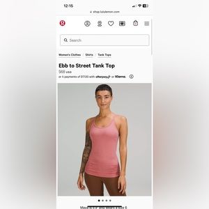 Lululemon pink racerback - ebb to street tank top